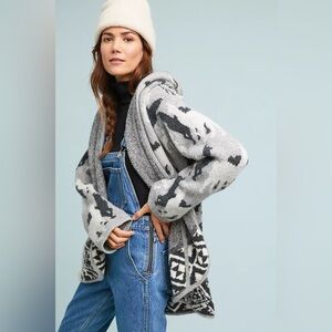 Anthropologie Akemi + Kin Llama Knit Gray Women's Cardigan Hood | Size XS